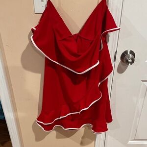 Fashion to Figure Strapless Red Dress with White Trim